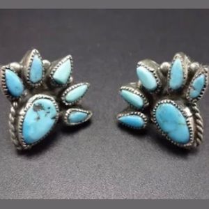 Vintage Zuni Sterling Silver & Turquoise Earrings